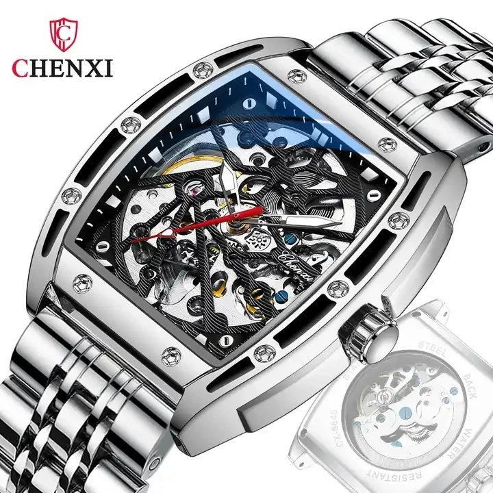 Chenxi 8845 Stainless Steel Men's Skeleton Watch - Waterproof