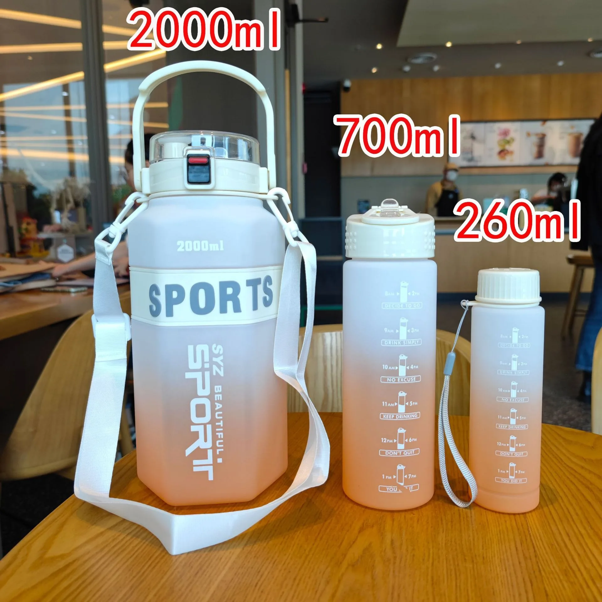 Gradient Color 3 Pcs Water Bottle Set BPA Free Plastic Water Bottle