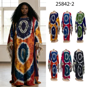 New Wholesale Fashion Summer Loose Printed Muslim Robe Round Neck Large Size Breathable Dress