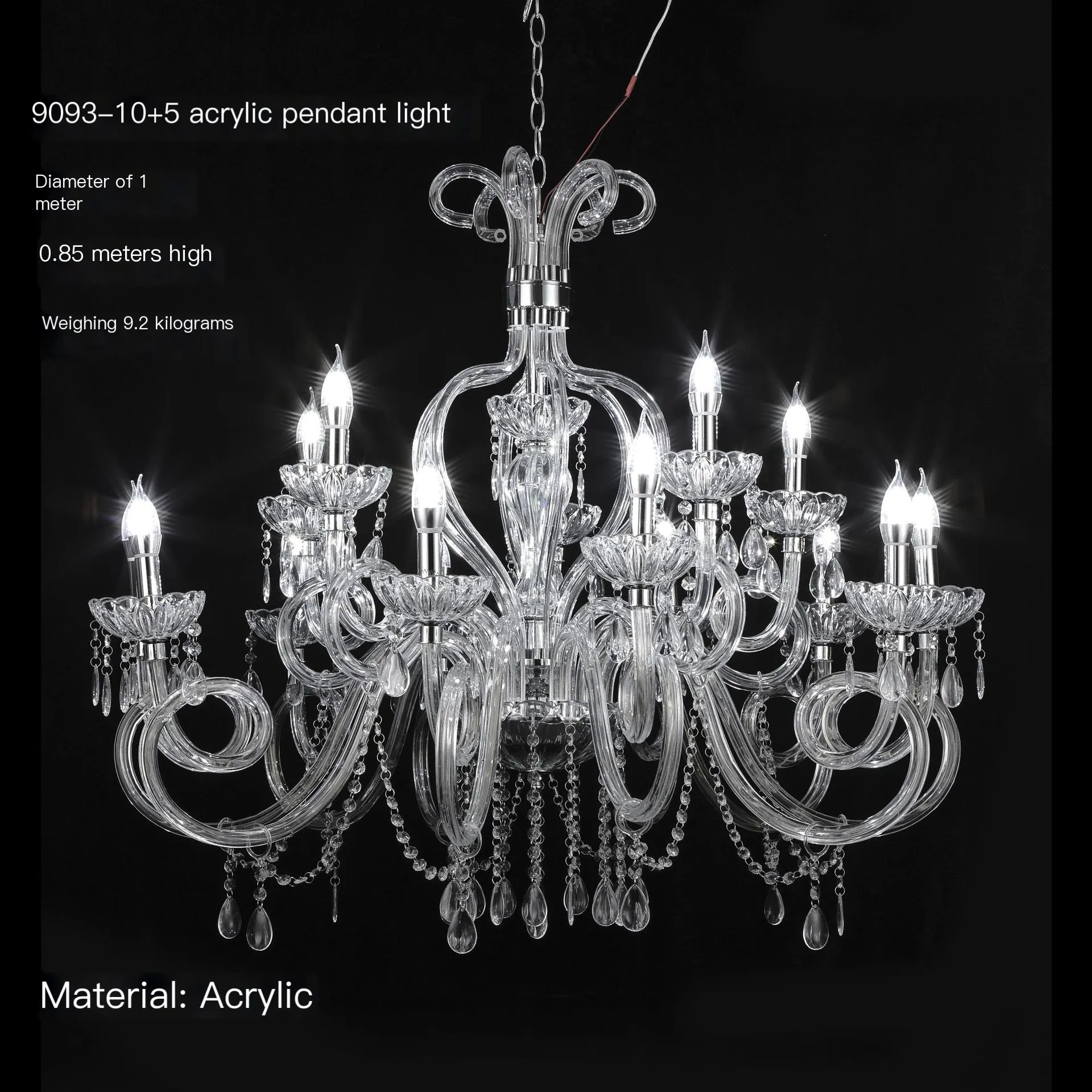 Vintage Hanging Lamp Modern with Fabric Shade Chrome European Crystal Chandelier