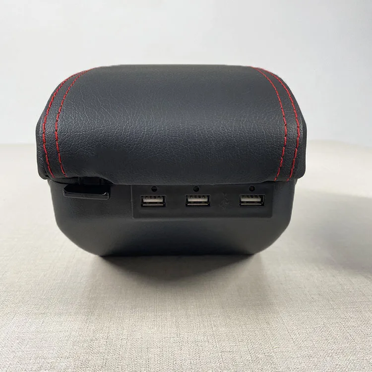 product universal leather car armrest central store content storage box with usb charger center console armrests box-5