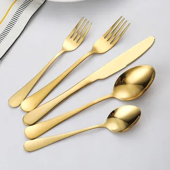 luxury kitchen travel black spoon fork stainless steel restaurant metal rose gold flatware cutlery set cutlery