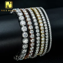 Wholesale Hip Hop Jewelry Fashion Iced Out 18K Gold Silver Plated Brass Zircon Diamond Tennis Chain CZ Necklace for Men Women