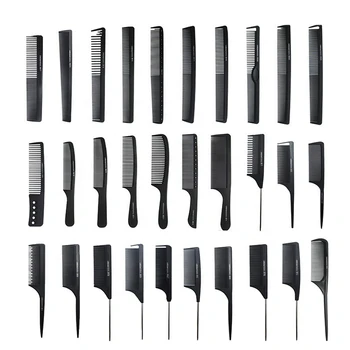 Custom Logo High Quality Black Straight Hair Combs Pro Salon Hairdressing Antistatic Carbon Fiber Comb For Barber Hair Cutting