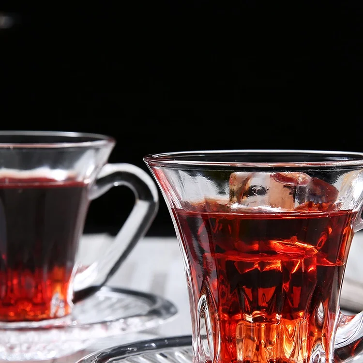 YIWU Wholesale High Quality Borosilicat Glass Coffee Cup Tea Cup and Saucer Set With Handle