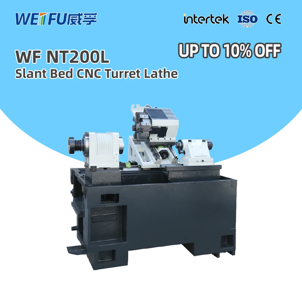 12-Station WF-NT200L Turning Center CNC Lathe with Syntec 22Ta Servo Drive Heavy Duty Slant Bed