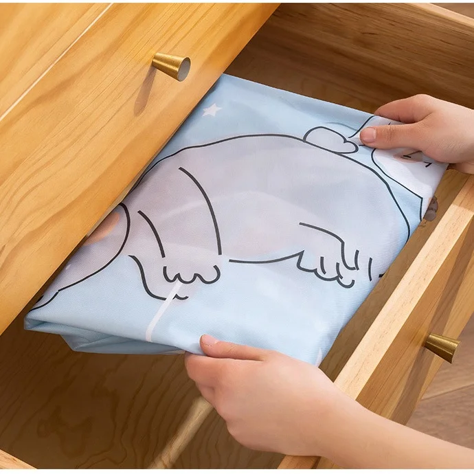 Cylindrical Beam Mouth Drawstring Cartoon Printing Cotton Quilt Household Clothing Finishing Waterproof Moving Storage Bag