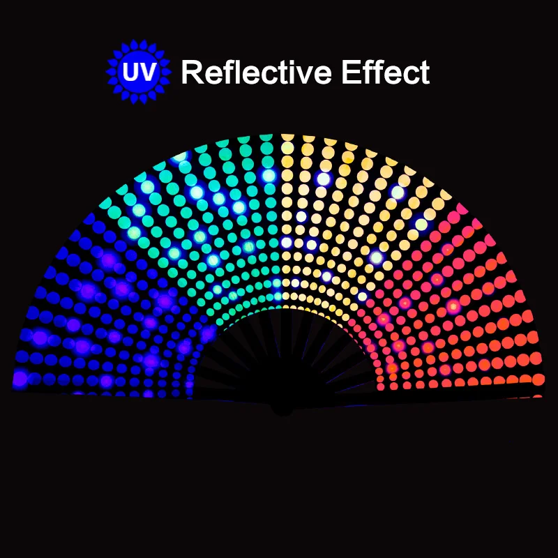Оптовая продажа большой светоотражающий бамбуковый складной веер для танцев 13 дюймов