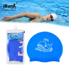IRun Personalized Custom Logo Waterproof Swim Hat Caps Silicone Kids Swim Cap Printing Silicone Swim Cap