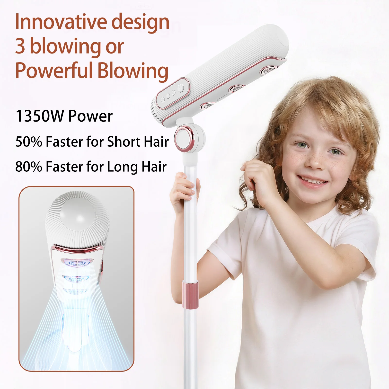 Lazy Hands Free Stand Hair Dryer pink Standing Hair Dryer Vertical