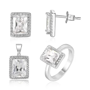 POLIVA Elegant 925 Sterling Silver Jewelry Sets Rhodium Plating Women Diamond Wedding Zirconia Jewelry Set