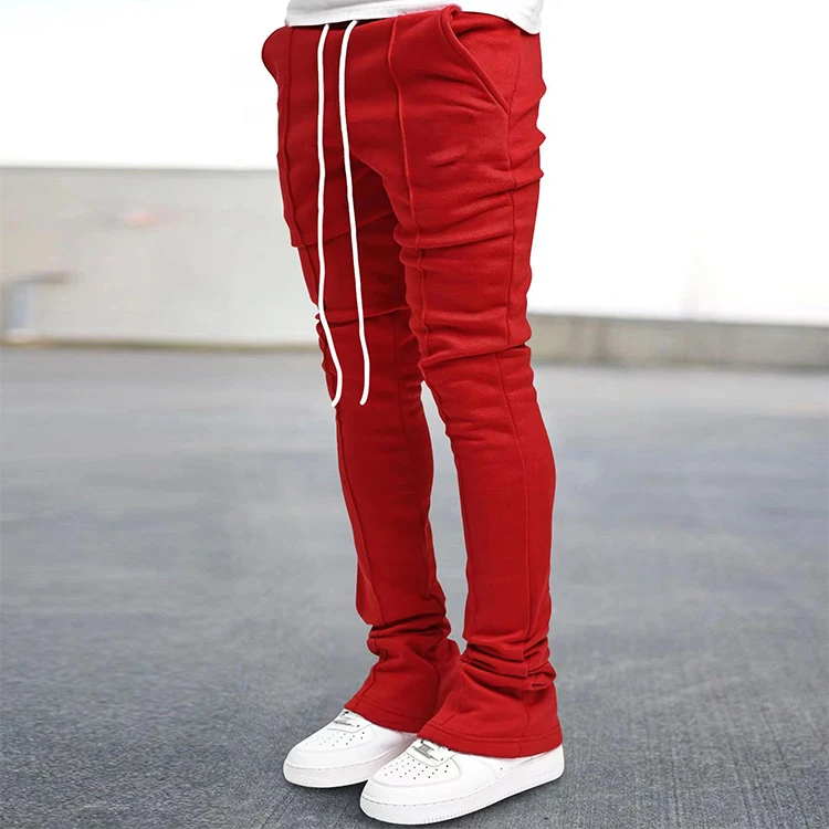 Waist Men Stacked Sweats Custom Logo Men Stacked Joggers With
