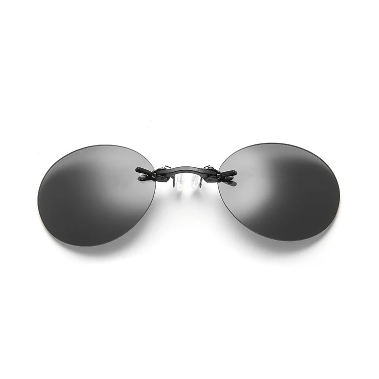 Armless Retro Round Clip on Nose Glasses Matrix Morpheus Movie Rimless Sunglasses Men