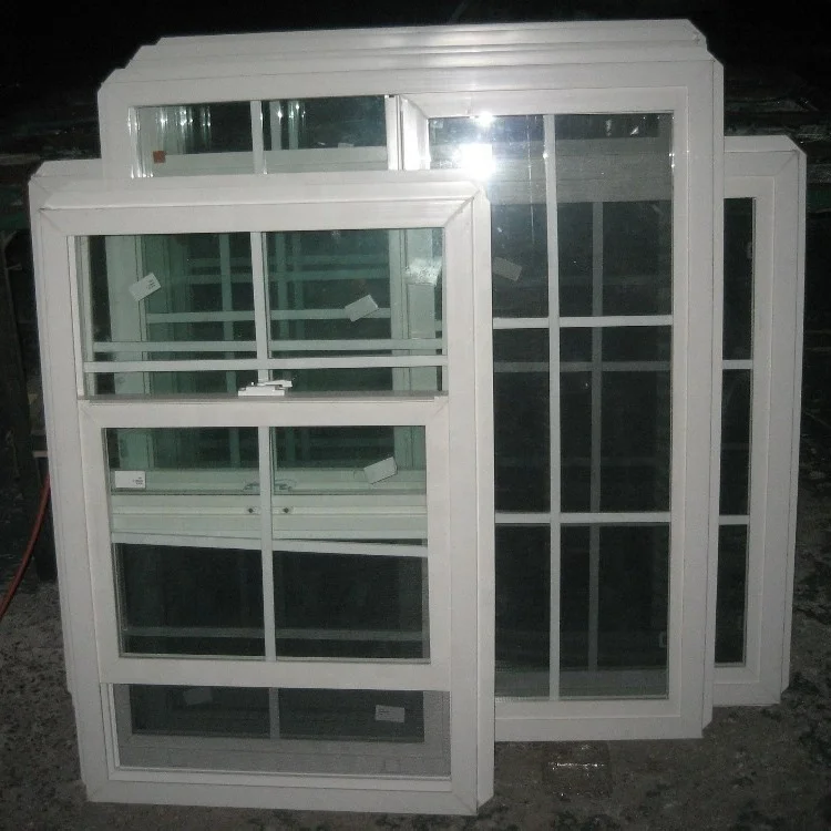 America Style PVC Vertical Lifting Sash windows Double Hung windows