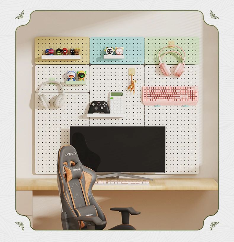 No Drilling Home Wall Hanger Storage Shelves Mulit-funcation Display Rack Assortment Hanging Hole Plate Pegboard