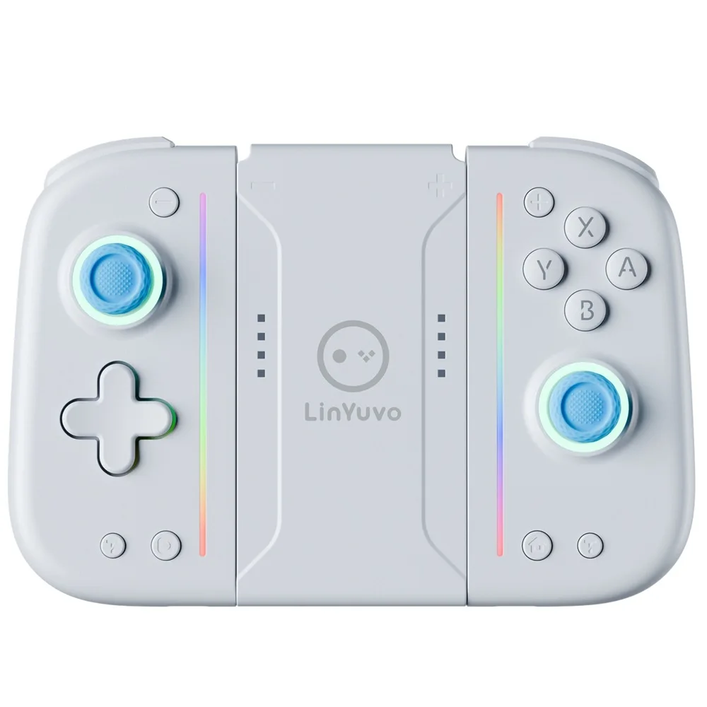 LinYuvo Switch Joy Cons Mechanical Buttons with Rubber Back Cover Colorful Lights Macro Function BT Game Controller