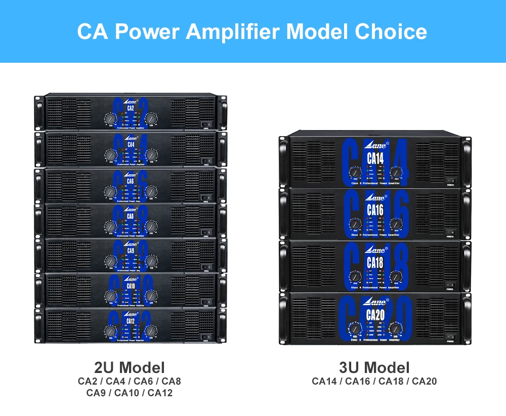 Lane CA4 Hot Selling 2U 300W*2 Professional Power Amplifier for Sale Aluminum Class AB 2 Channel Denon Amplifier Sono Amplifier