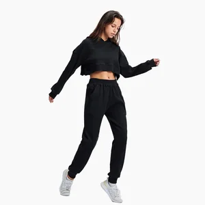 Gyms Cropped Tops Womans Oversize Hoodie and Pants Custom logo Womens Sets Sweat Suits