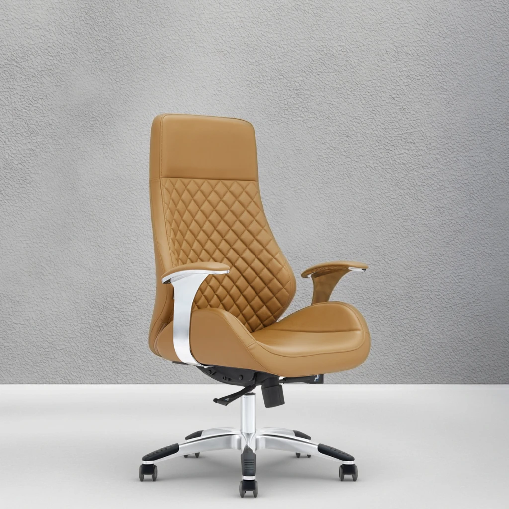 Modern Executive Chair Black+White Alloy Base PU Leather Surface Meeting Room Essential 4