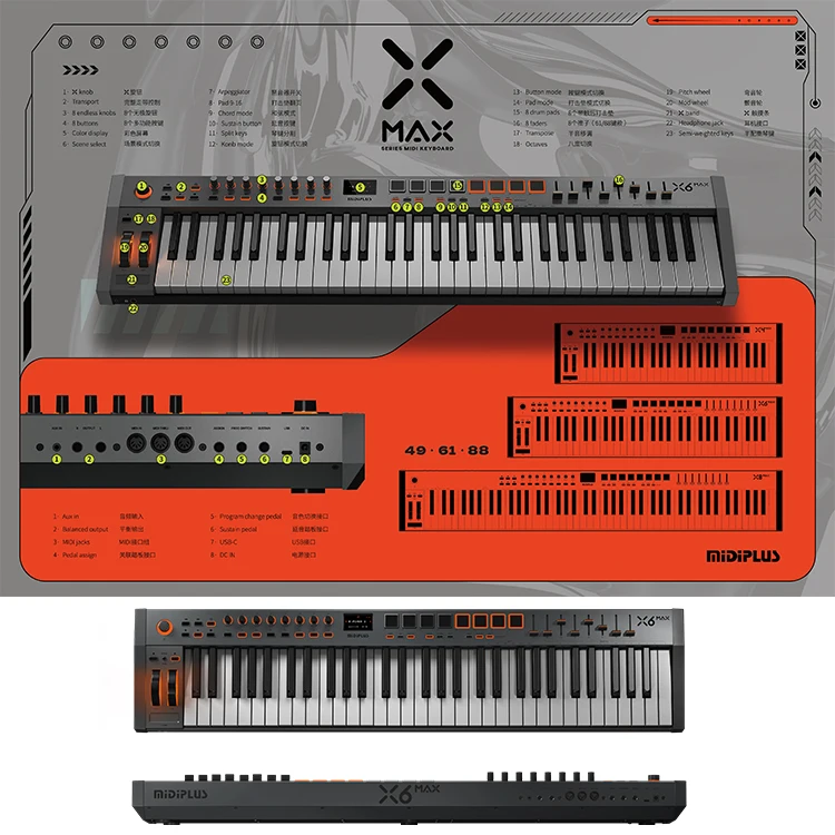 Midiplus X6 MAX 61鍵セミウェイトコントローラー 音楽制作用MIDI