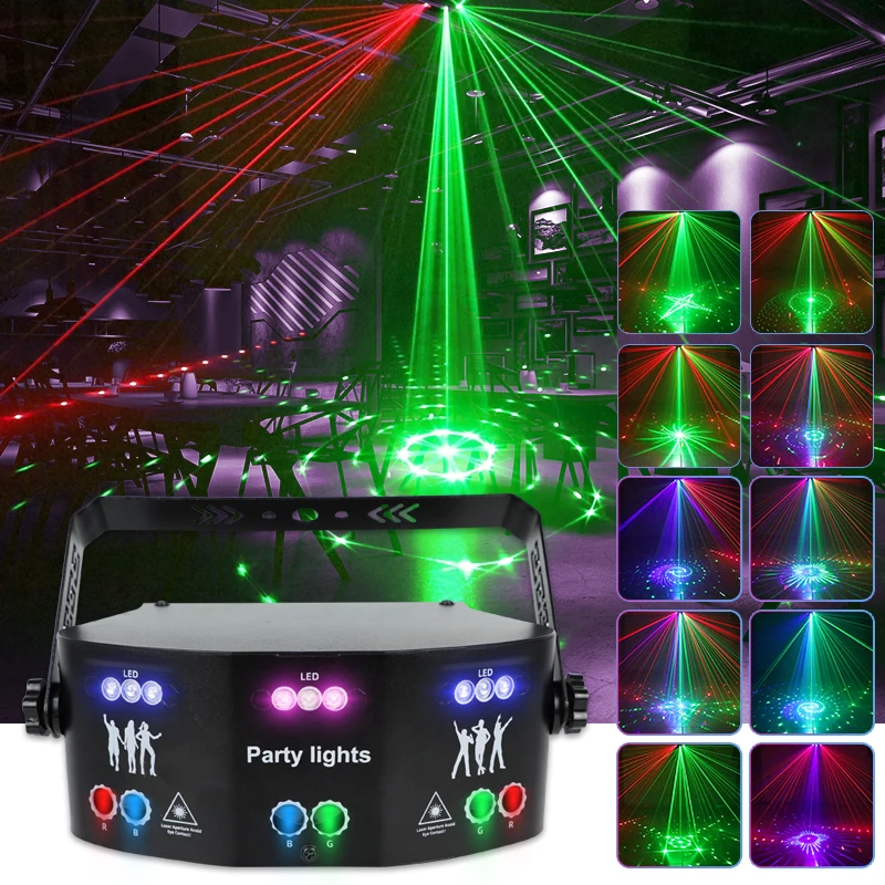 Factory Source 15 Lens Strobe Party Light DMX 512 Holiday Lighting Auto Run Remote Control Laser for Birthday Party Supplies