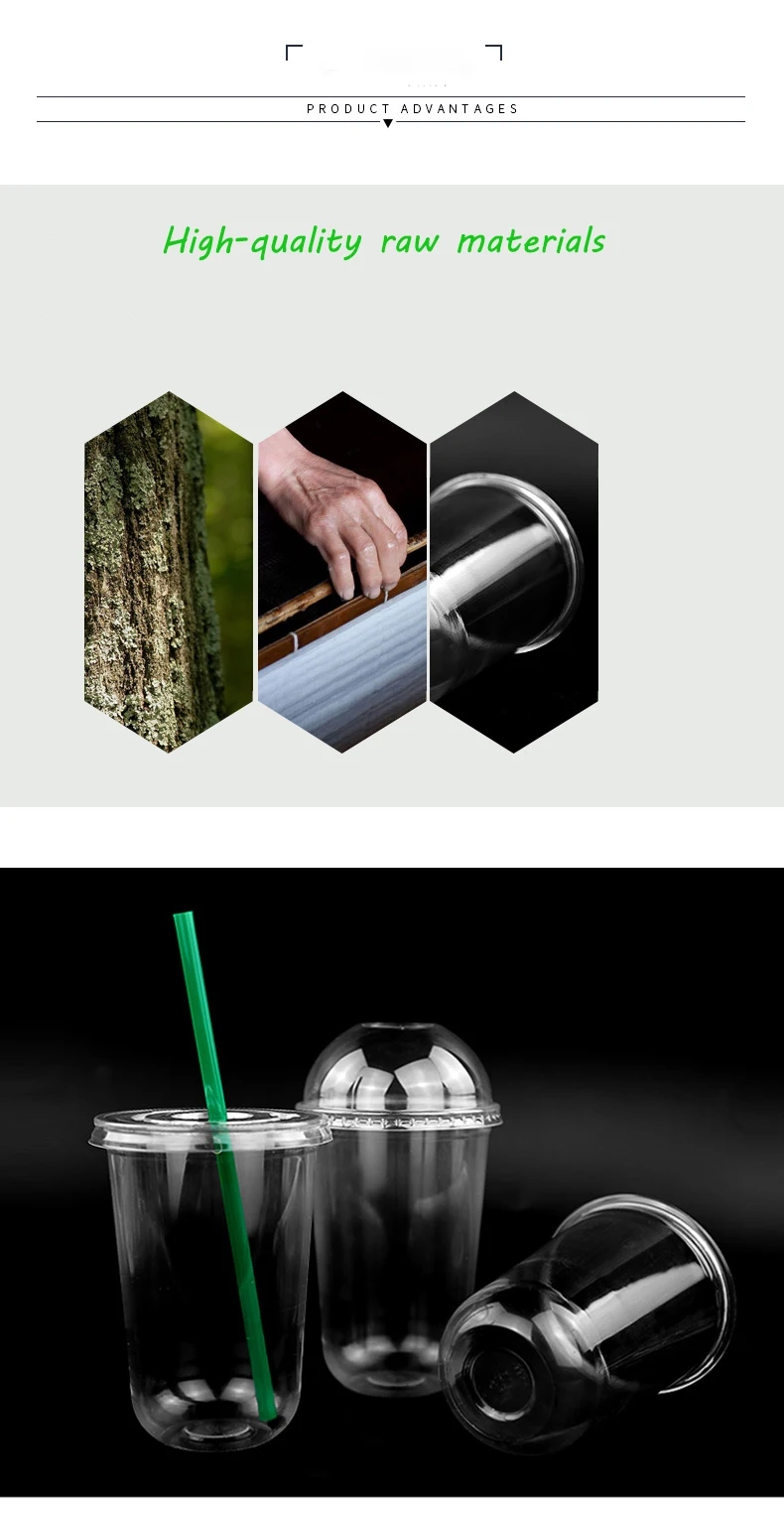 100% PLA Clear cup Eco-friendly Biodegradable Disposable U-bottom Cup for Cold Drinks factory