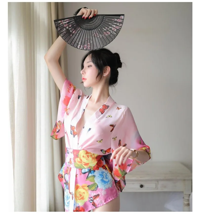 Japanese Retro Style Kimono Yukata Bathrobes Girl Handbag Sakura