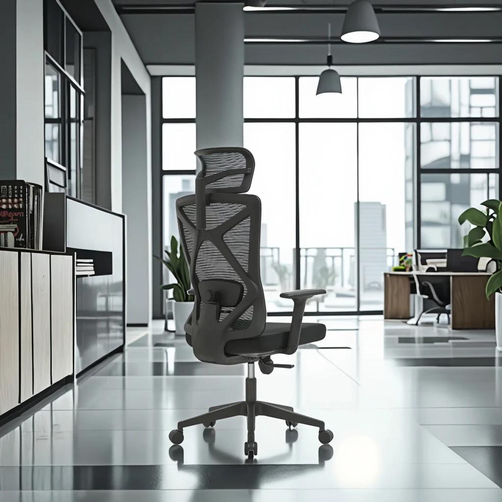 Ergonomic Swivel Chair with Dual-zone Lumbar Support PU Armrests High Back Design for Long Sitting Sessions 5