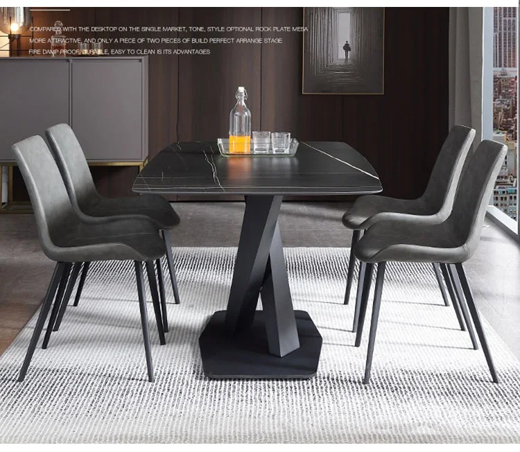Y Shape Modern Furniture Easy Clean Metal Leg Dinning Table Stone Rock ...