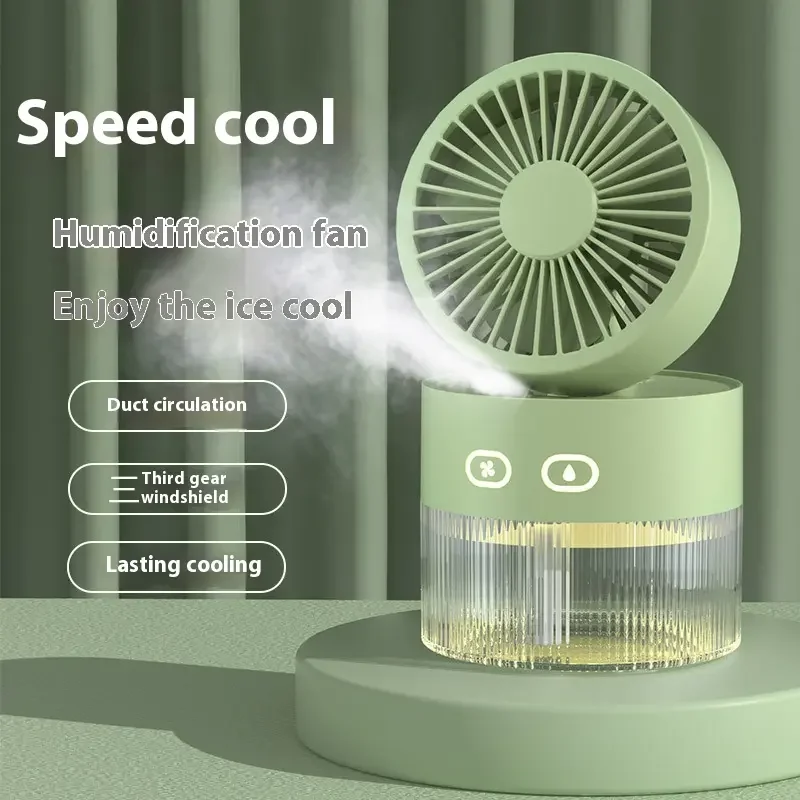 USB Humidify Table Fan Can Add Ice and Water Spray Desktop Powerful Electric Fan Student Dormitory Strong Wind or Small Wind