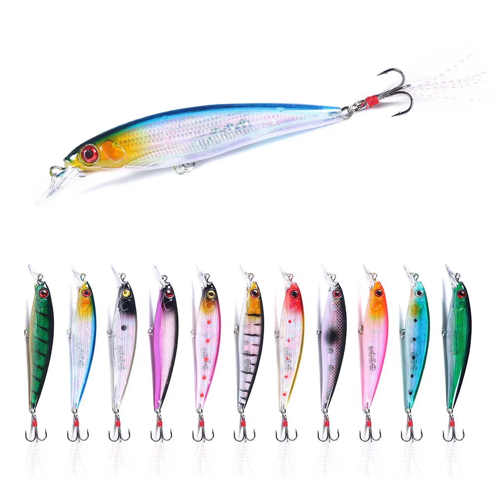 OEM 12.8g Hard Lure 6# Feather Tail Hook Steel Ball Floating Minnow for  River Lake Stream Ocean Boat Fishing Durable Metal ABS| Alibaba.com