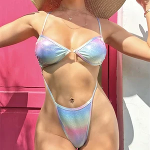 Girls One Piece Shine Mini Swimsuit Color Changing Tie Dye Swimwear Set for Women 2026