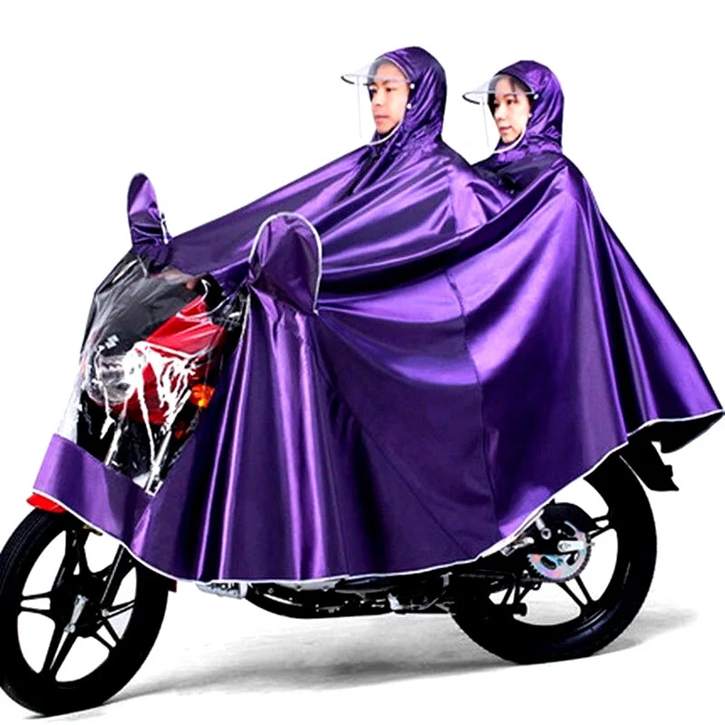 PVC Leather Two Person Poncho Raincoat Rain Coat  Rainwear for Motorbike