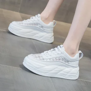 Net Surface 2026 Spring and Summer New Women's Casual Shoes Round Toe Thick Sole Height Increasing Casual Sports Shoes