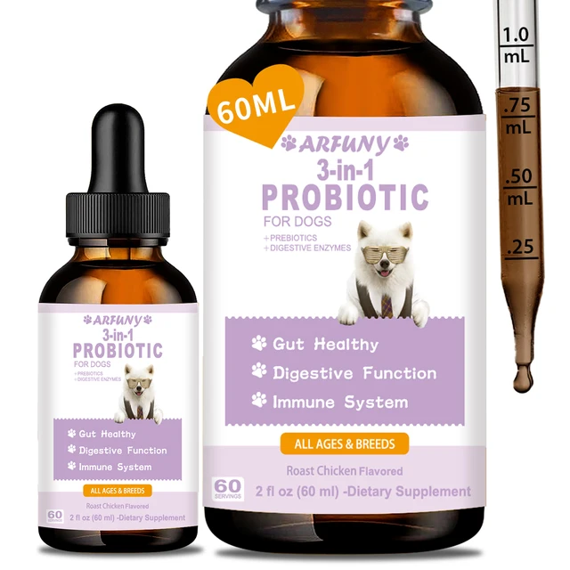 OEM Natural Dog Probiotic Drops Helps Relieve Diarrhea, Supports Gut Health, Itchy Skin, Allergies, Immunity for Dog Supplement