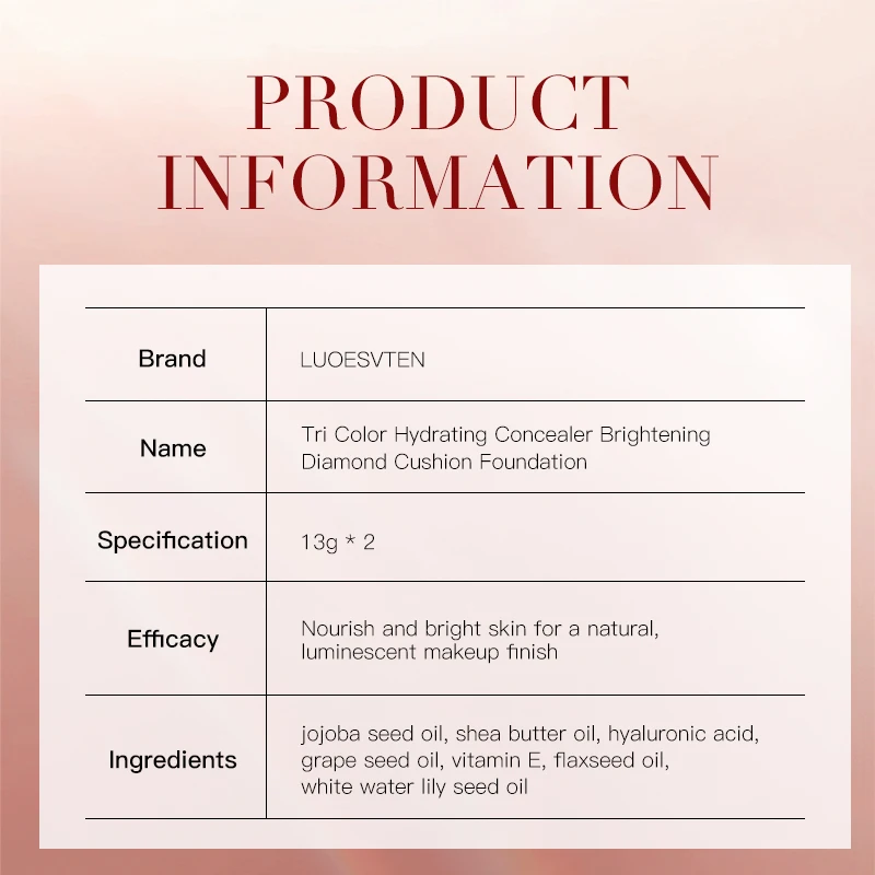 Custom logo Red Diamond Cushion Foundation Natural Beige for Light with Plant Essential Oil