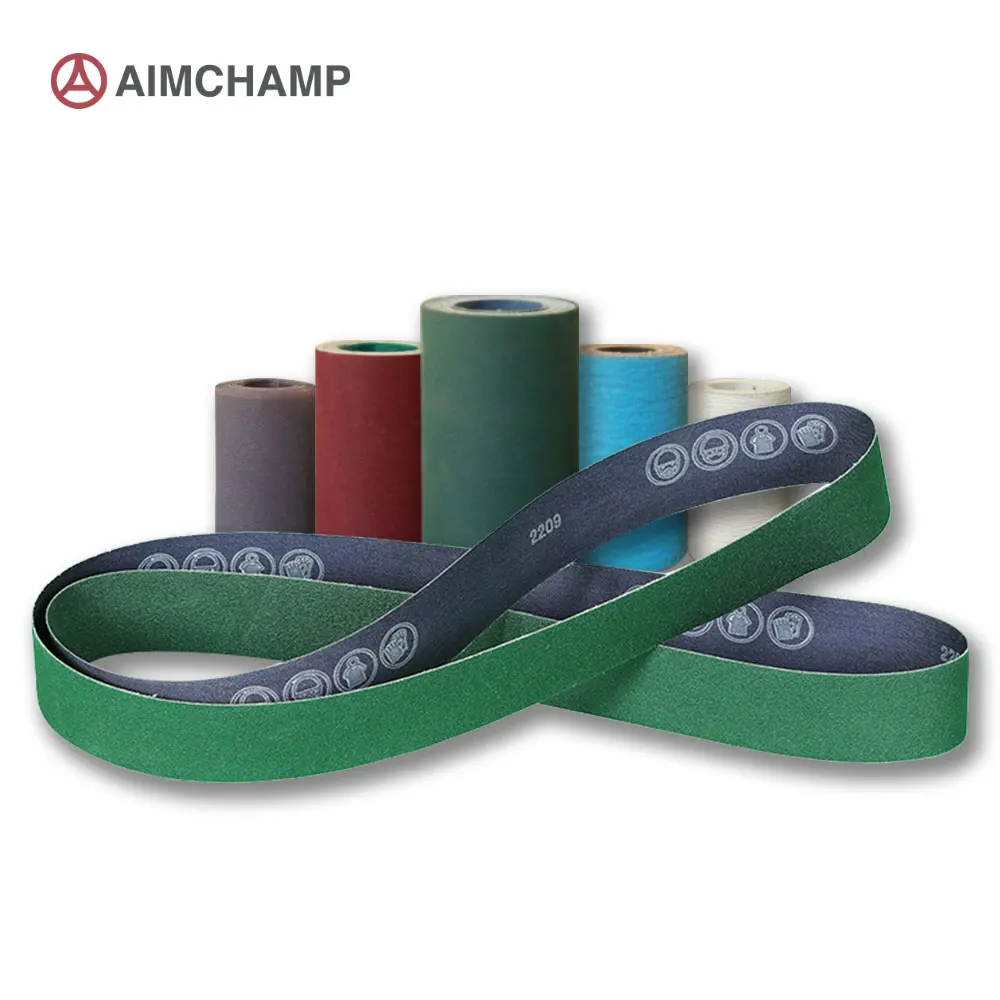 Good quality Green Calcined aluminum oxide Flexible J-wt Sanding cloth Sanding Belt for wood working  wet and dry polishing