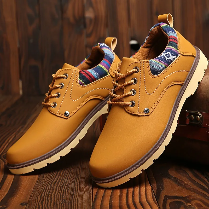 Men's shoes autumn big yellow boots British all-match work shoes thick soles wear-resistant non-slip low-top casual shoes