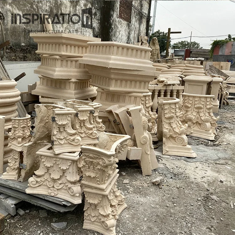INSpiration GFRC  Manufacturers Customized Made Ancient Broken Greek Columns Artificial Sandstone  Baroque Pillars