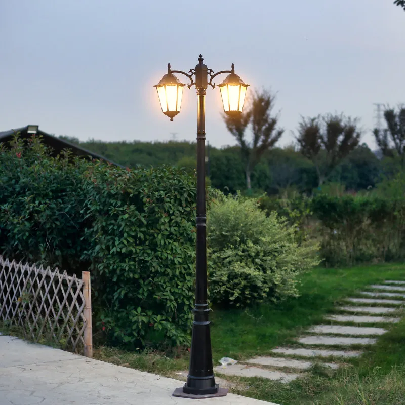 Courtyard Street Lamp Outdoor Landscape IP66 Waterproof LED 3000K Double-headed European Style High Pole 3m Aluminum Villa Lamp