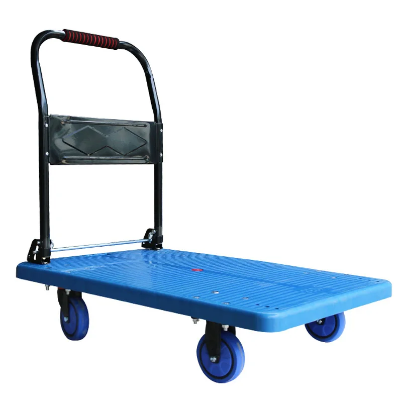 Load 200kg folding cargo trolley four wheel transport platform hand trolley plastic