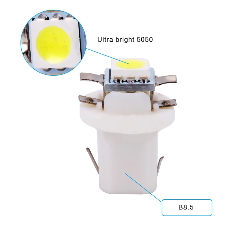 10 x LED T5 B8.5D Car Gauge 5050 1 SMD Speedo Dashboard Dash Side Light Bulb New