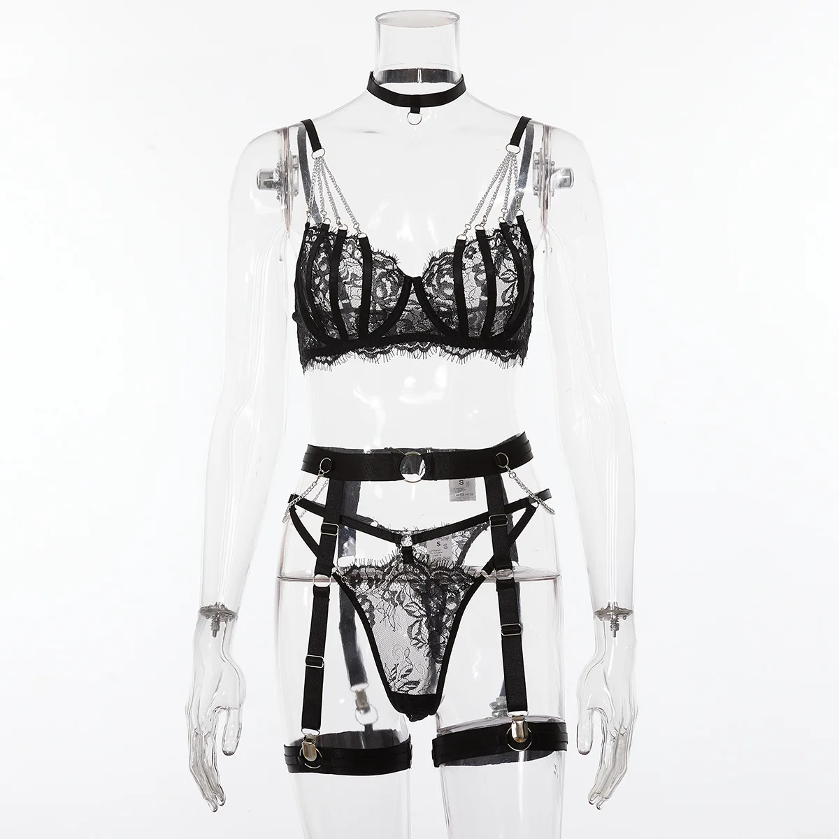 RhinestoneSash Bride Panties - Gold Diamond Lace Boyshorts Lingerie