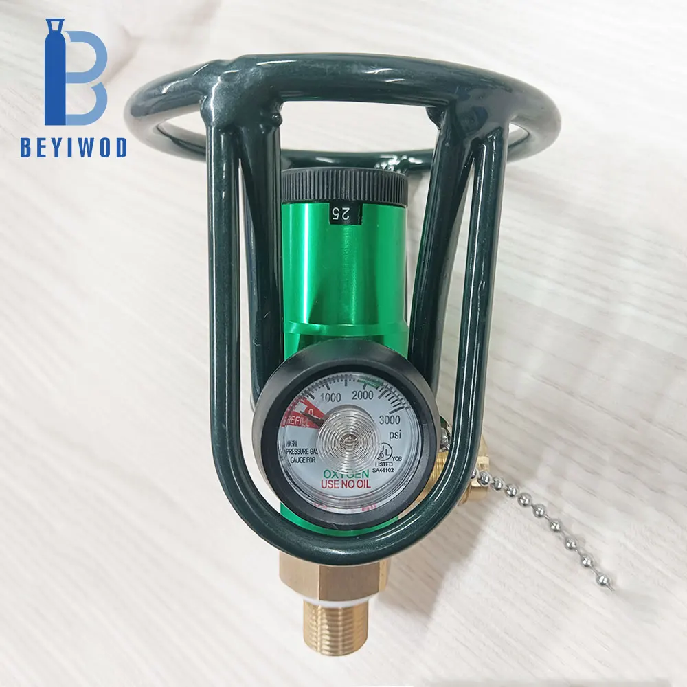 Oxygen Medis 0-8/0-15/0-25L/MIN Silinder Gas Integrated Regulator Valve dengan CGA540 port pengisian