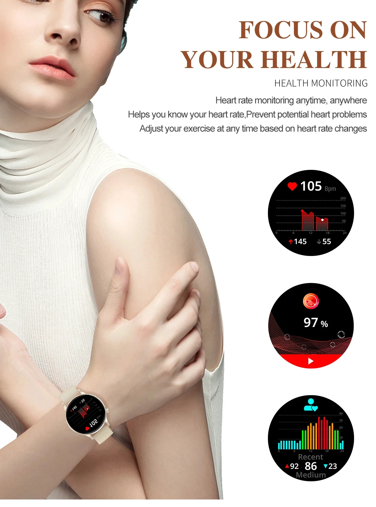 Women Smart Watch Watch3 Pro  Heart Rate Monitor Fitness Tracker Smartwatch Diamond Waterproof Lady Smart Clock Gift