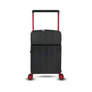 Lightweight Aluminum Carry-On Luggage New Design with Front Open Pocket and Luggage Cup Holder PC Material Suitcase