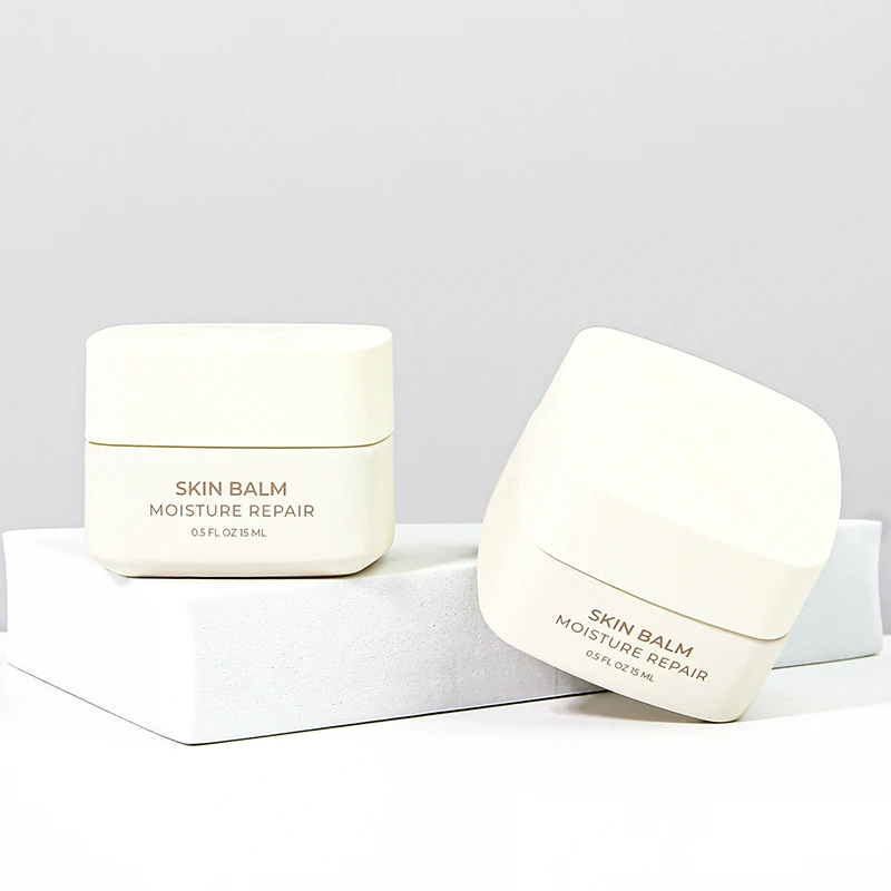 Cosmetic Packaging Custom Soft Touch Finish Empty Cosmetic Lip Balm Container square Frosted Small Jar Face Eye Cream Jar