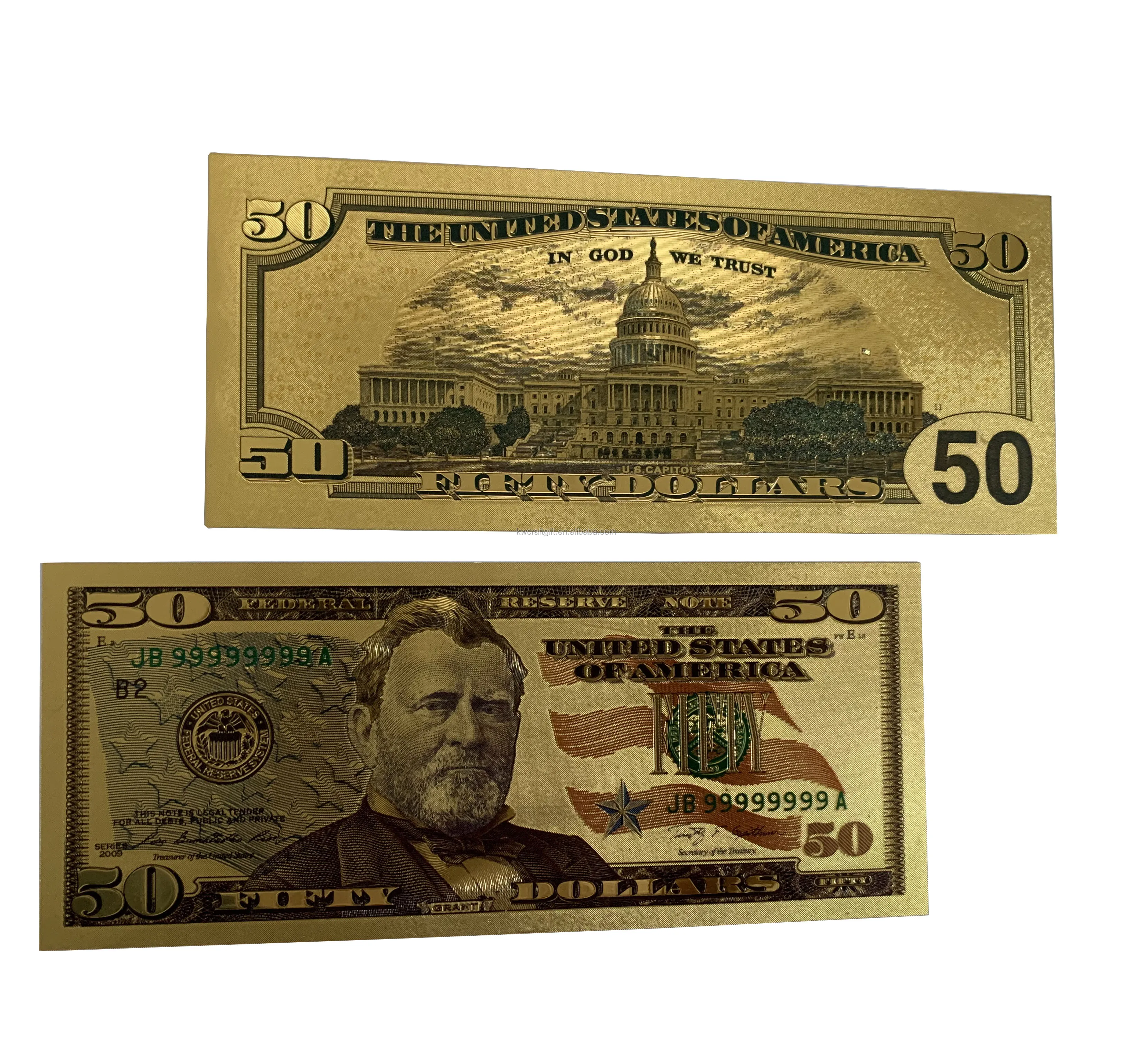 Non Fade USA 50달러 골드 디자인 아트 콜렉터 은행권 메달