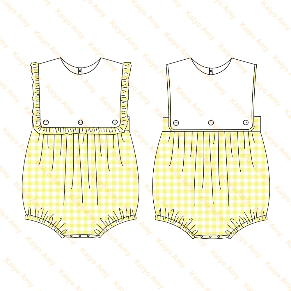 Monogram Ruffle Bubble Romper For Baby Toddler Girls And Boys Stripe