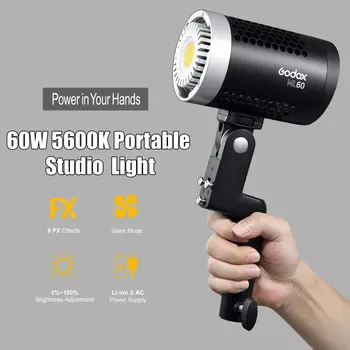 Godox ML60 Portable Studio LED Light Portrait Photography Fill Light 60W 5600K CRI96 TLCI97 16 Groups 32 Channels LCD Screen detail image